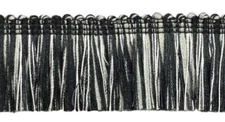 Black Silver Grey/1 3/4" Brush Fringe Trim/Cloudy Night Sky/Sold by the Yard