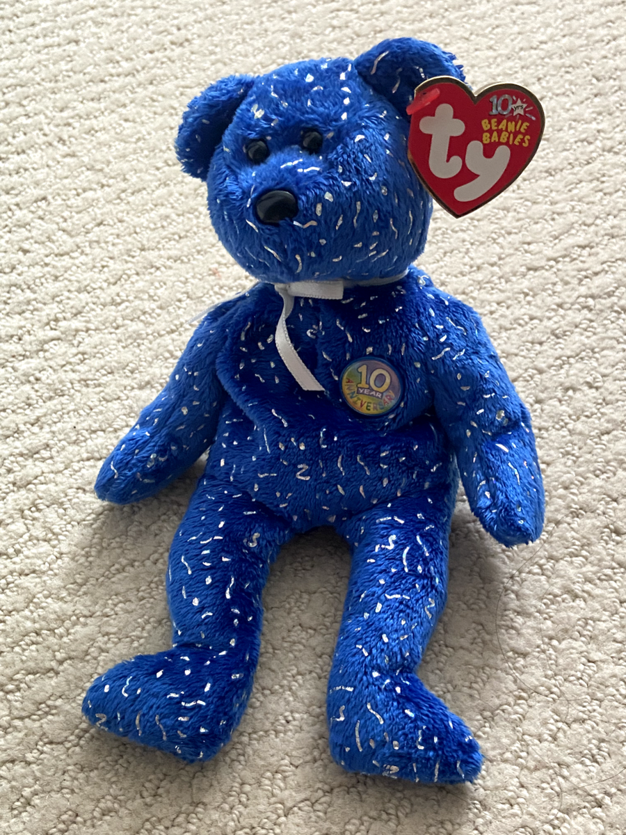 Ty Beanie Baby Decade Royal Blue Bear 10 Year Anniversary - Main Image