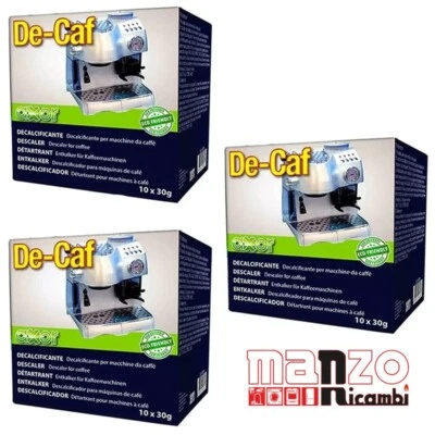 KIT 3 CONFEZIONI DE-CAF AXOR 10 BUSTINE DA 30gr DECALCIFICANTE MACCHINA DA CAFFÉ