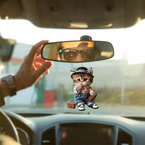 Cute Cat 2D Acrylic Car Hanging Decoration Backpack Accessories Decoration B6X6 - Picture 7 of 26