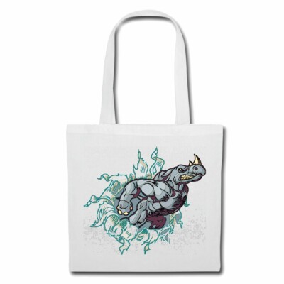 Tasche Beutel Baumwolltasche MÄCHTIG WÜTENDES NASHORN RHINOZEROSS RHINO NASHÖRNE