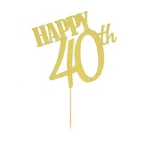 Torten Kuchen Muffin Topper Aufsatz Happy 40Th Geburtstag JubiläUm Deko - Gold