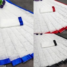 Women's Poly Silk Net Saree With Running Blouse Piece