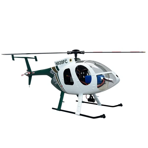 Roban RTF 470 Size MD500E RC Helicopter 2 blades Green White Hughes GPS Model
