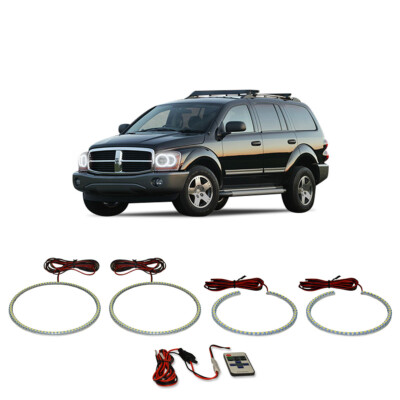 Bright White RF LED Headlight Halo Ring Kit for Dodge Durango 04-06