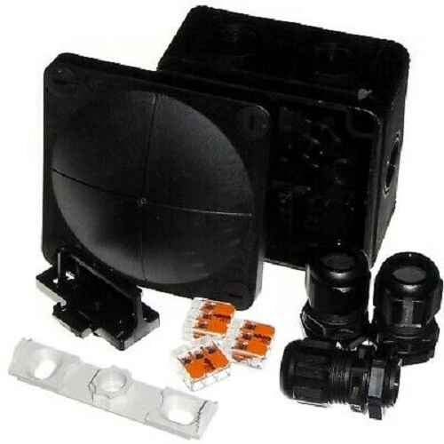 WISKA WAGO COMBI 308 BK / 3-221-413 outdoor box with compression glands 85 x 85