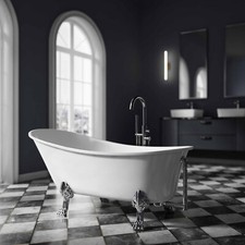 Freistehende Badewanne Acrylwanne PARIS ACRYL Weiß glänzend Standarmatur wählbar