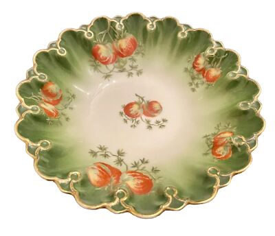 Ovington Brothers Antique Porcelaine  Plate  Tomatoes and Gold Trim France
