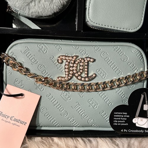 NWT Juicy Couture 4 Pc Boxed Camera Bag Set - Cool Blue - Picture 3 of 8