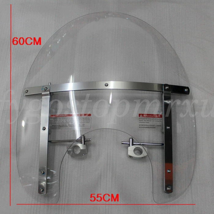 Parabrisas de motocicleta transparente de 23"x21" parabrisas grande universal manillar de 7/8''1"" Foto 4 de 4