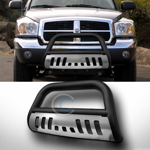 Fit 0511 Dodge Dakota Matte Blk/SS Skid Bull Bar Brush Push Bumper