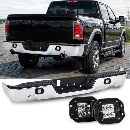 Chrome Rear Step Bumper For 2009-2018 Dodge Ram 1500 W/ Dual Exhaust w/o Sensor