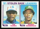 1982 Topps #164 Rickey Henderson/Tim Raines 1981 SB LEADERS QTY Available