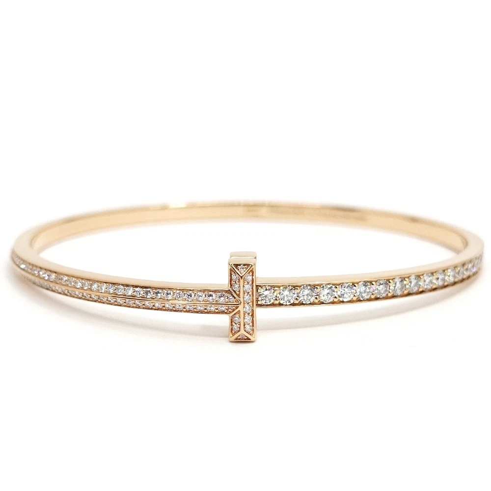 TIFFANY & Co. T One Narrow Bracelet Diamond K18PG P0034947