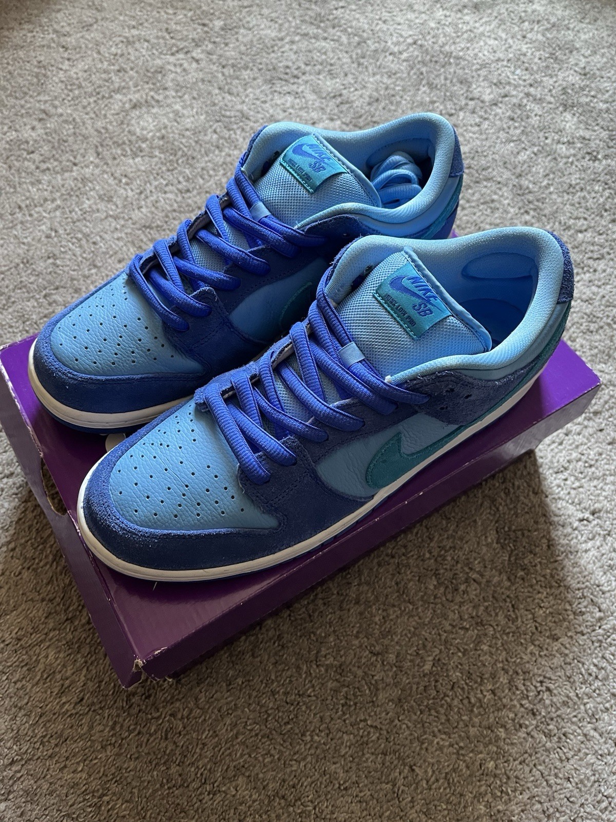 SAOLA Taglia 11.5 Nike SB Dunk Low Blu Lampone