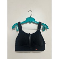 SHEFIT Sports Bra Black Front Zip Adjustable Support Medium Moisture Wicking