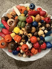 Mixed Lot Vintage Wooden Wood Beads Macrame Crafts Boho 10mm to Large 2"