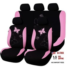 Butterfly Car Seat Covers Ful Set Fashion Universal Lady Full Set Pink Lace Butterfly Car Seat Covers Ful Set Fashion Universal Lady Full Set Pink Lace