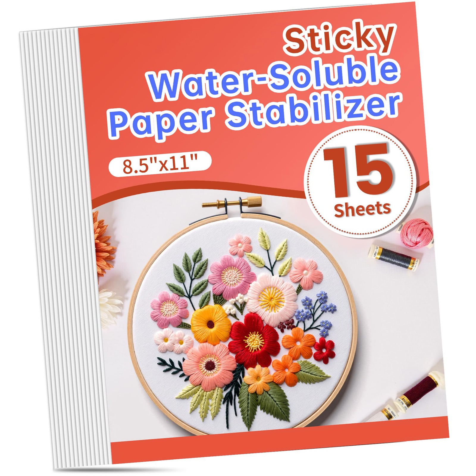 Water Soluble Stabilizer For Embroidery, 15 Sheets 8.5X11, M