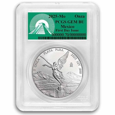 2025 Mexico 1 oz Silver Libertad Gem BU PCGS (FDI, Green Label) | eBay