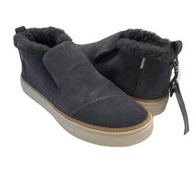 TOMS Hightop Ortholite Dark Gray Suede Fur Edge Sneakers Womens 6.5 W Run Small