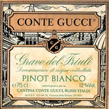 Conte Gucci Grave del Friuli Pinot Bianco Italy 1970s 1980s Vtg Wine Label