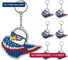 6Pcs Patriotic American Eagle Keychain - 4th of July USA Acrylic Key Ring, Patri