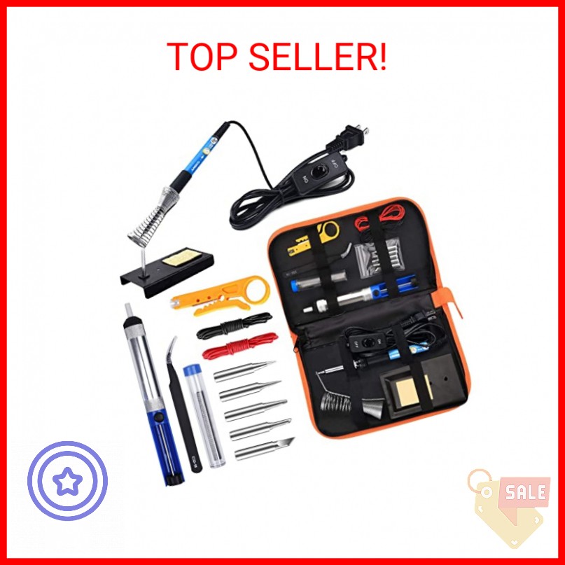 ANBES Soldering Iron Kit Electronics, 60W Adjustable Temperature Welding Tool, 5
