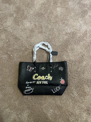 Coach Black Large Zip-Top Tote w/ Gold Hardware, Double Handles, Inner Pockets