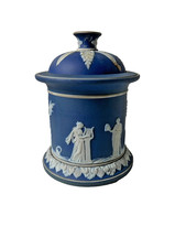 Antique Schafer & Vater Jasperware China Canister, Biscuit or Tabacco Jar