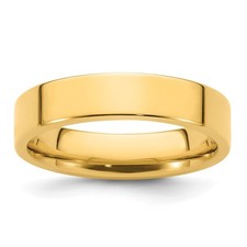 14k Yellow Gold 5mm Standard Weight Flat Comfort Fit Wedding Band Ring Size 13.5