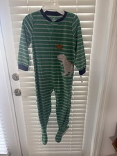 Carter  s Green Striped Footed One Piece Sleeper w/Dinasour Boys Size 5 NWT
