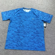 Spyder Swim Rash Guard Shirt Mens Large Blue Camo Short Sleeve Surf Performance