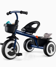 babyjoy Kids 3-Wheel Tricycle Ride-On with Front  Rear Basket, Ages 1.5-5