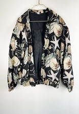 FUDA International VTG 100 Silk Bomber Jacket Ocean Stars Shells Print Sz XL