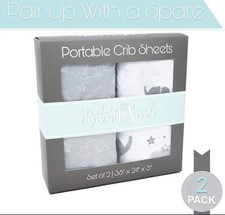 Kids N Such Portable Crib Sheets Set Of 2/38''x24''x5''