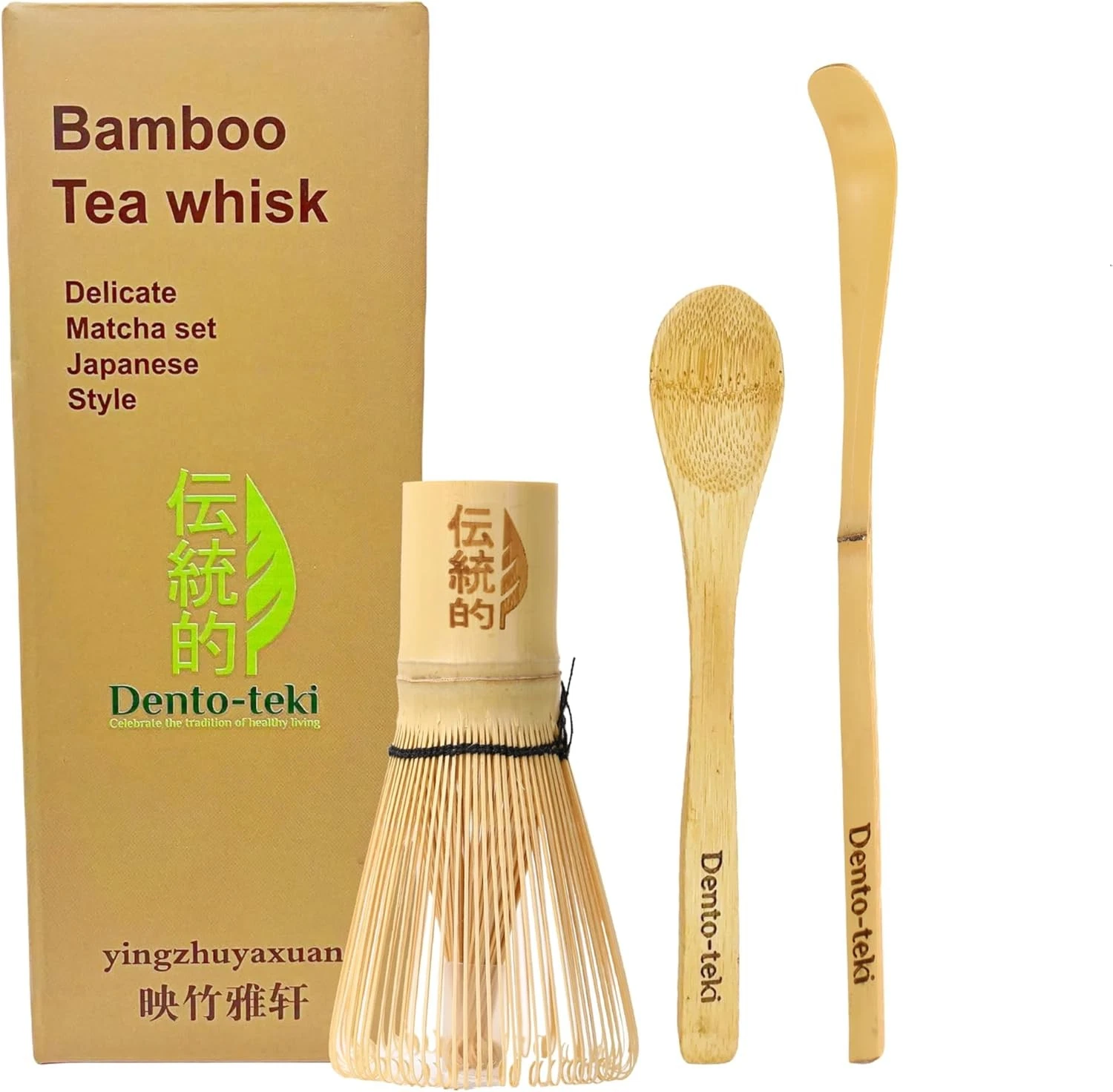 Traditional Matcha Whisk Set Bamboo Whisk Chasen Scoop Chashaku Tea Spoon-