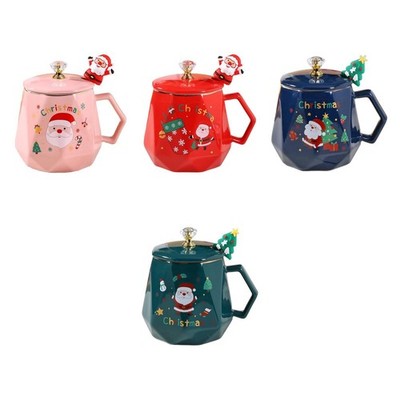 Festliches Weihnachtsbecher Set Aus Keramik mit Deckel   Feiertagsteetasse