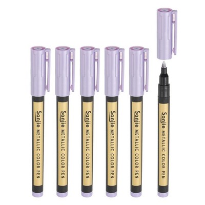 Metallic Marker Pens, 6pcs Paint Pens Medium Point Colored Markers, Purple