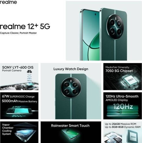 New realme 12+ 5G RMX3867 Factory Unlocked Dual SIM 8GB RAM 128GB STORAGE- Beige - 第 10/14 張圖片