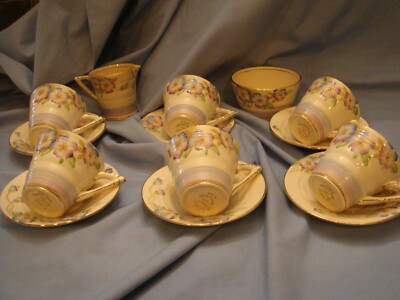 antikes Art Deco Phönix Ware Porzellan Kaffeeservice Tassen Untertassen etc Bratschenmuster