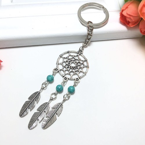 New Silver Metal Key Chain Ring Feather Tassels Dream Catcher Keyring Keychain - Picture 8 of 16