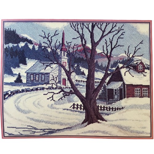 Vtg Creative Expressions Needlepoint Kit Snowbound Valley 3201 Church Winter - Picture 2 of 10