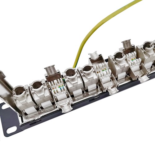 19" Patchpanel 24 Cat8.1 Keystone Port Jack Modul Verteilerfeld Kabelmanagement - Bild 5 von 12