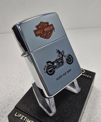 ORIGINAL Zippo Feuerzeug HARLEY FLSTF FAT BOY High Polish Chrome 1996 NEU IN BOX