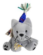 PAW PALS Millennium Mews 8" gray cat bean bag stuffed animal, plush 2000, NEW