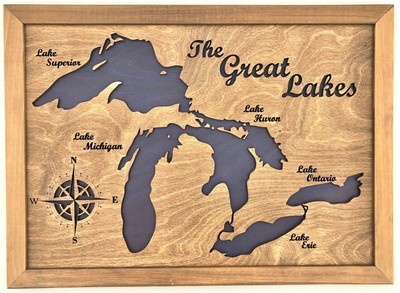 Lake Maps of Ontario: 3D Custom Made Laser Cut and Engraved Wall Art
