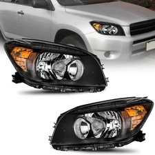 WEELMOTO Headlights Assembly for 2006-2008 Toyota RAV4 Black Lamps Left + Right