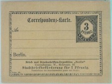 89258 - GERMANY - Postal History - Private Mail STATIONERY Card: Berlin 1874