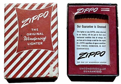 1950s T&W ICE CREAM ZIPPO LIGHTER in BOX, RIDGEWOOD, NJ, VINTAGE